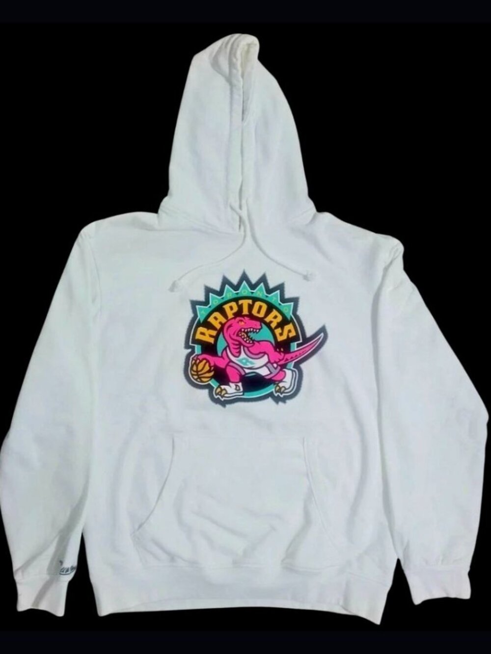 Mitchell & Ness Toronto Raptors Vice Dino Logo Hoodie White Men 2XL Fleece Retro